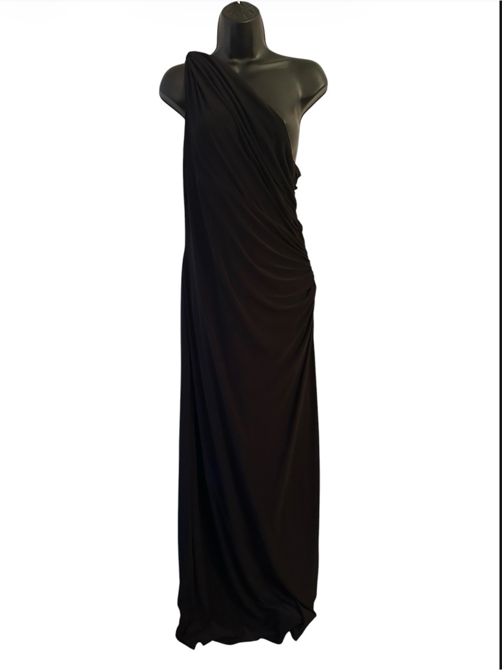 Chaps One-Shoulder Black Evening Gown